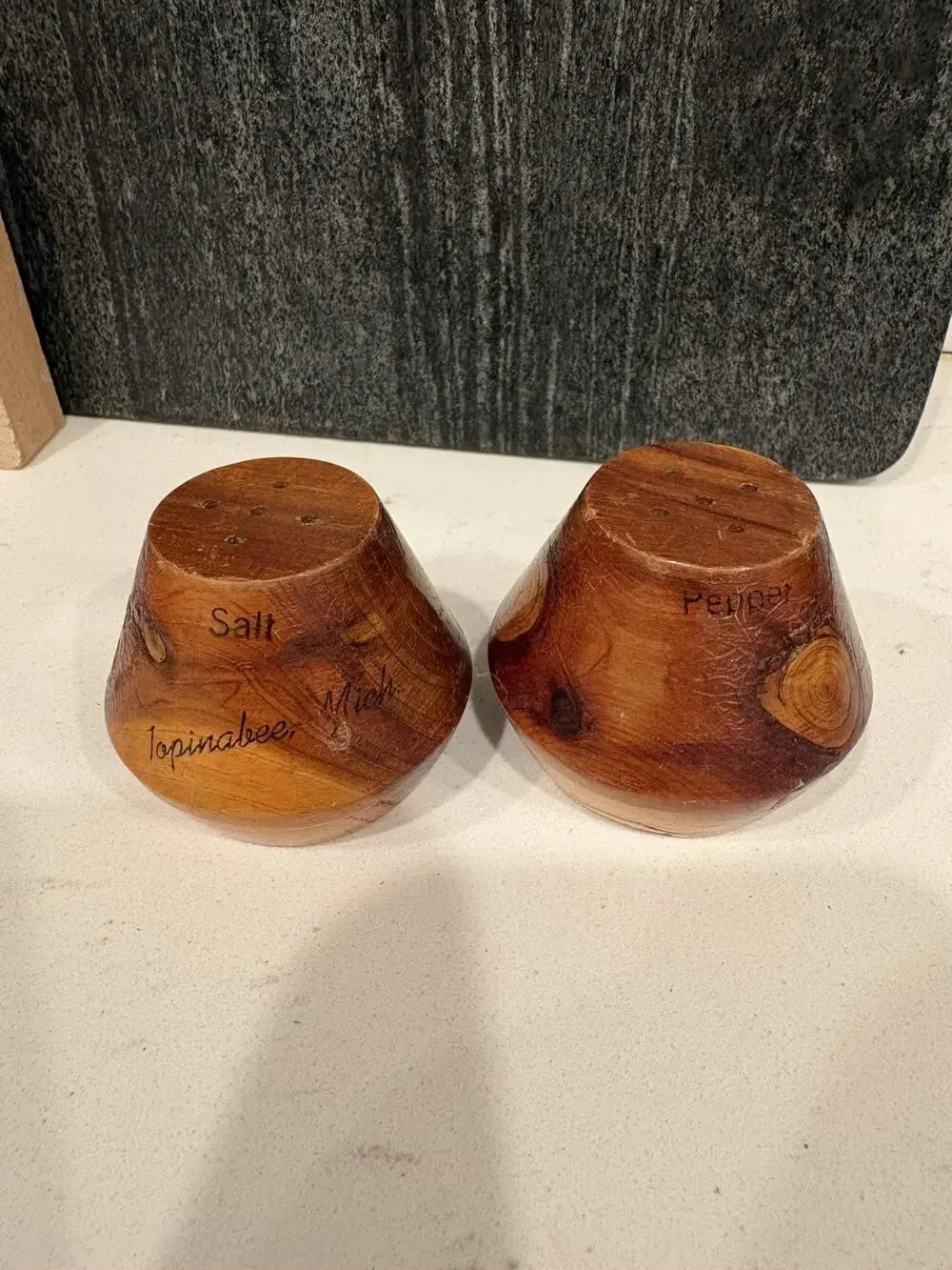 Vintage Topinabee Mich Wooden Salt & Pepper Shakers-Mid Century Modern